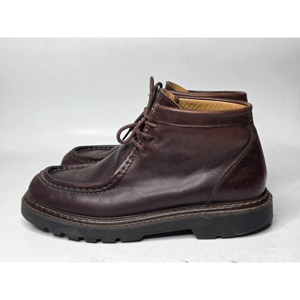 J CREW Men's Boots Size 10 Brown Leather Chukka Lace‎ Up 3-eye Shoes Italy Made